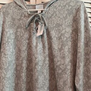 Universal Thread Woman’s Gray Soft Lace-Up Floral Hoodie